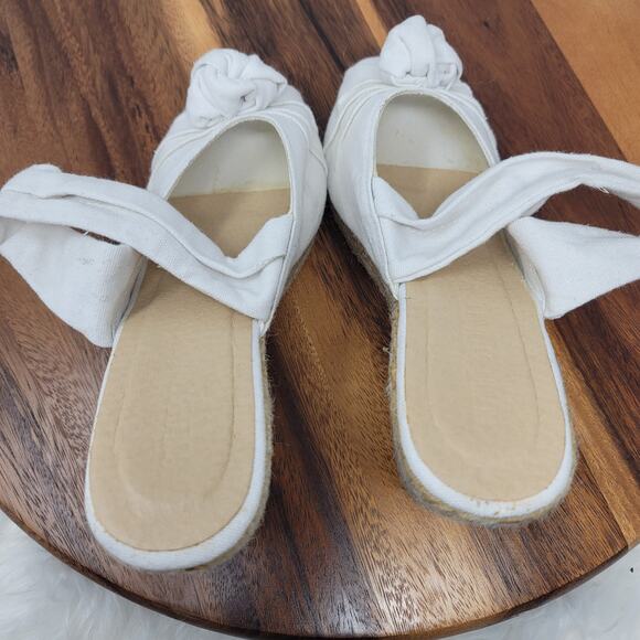 Colin Stuart Women White Fabric Upper Knotted Detail Espadrille Wedge Shoe 7.5 - Picture 7 of 8